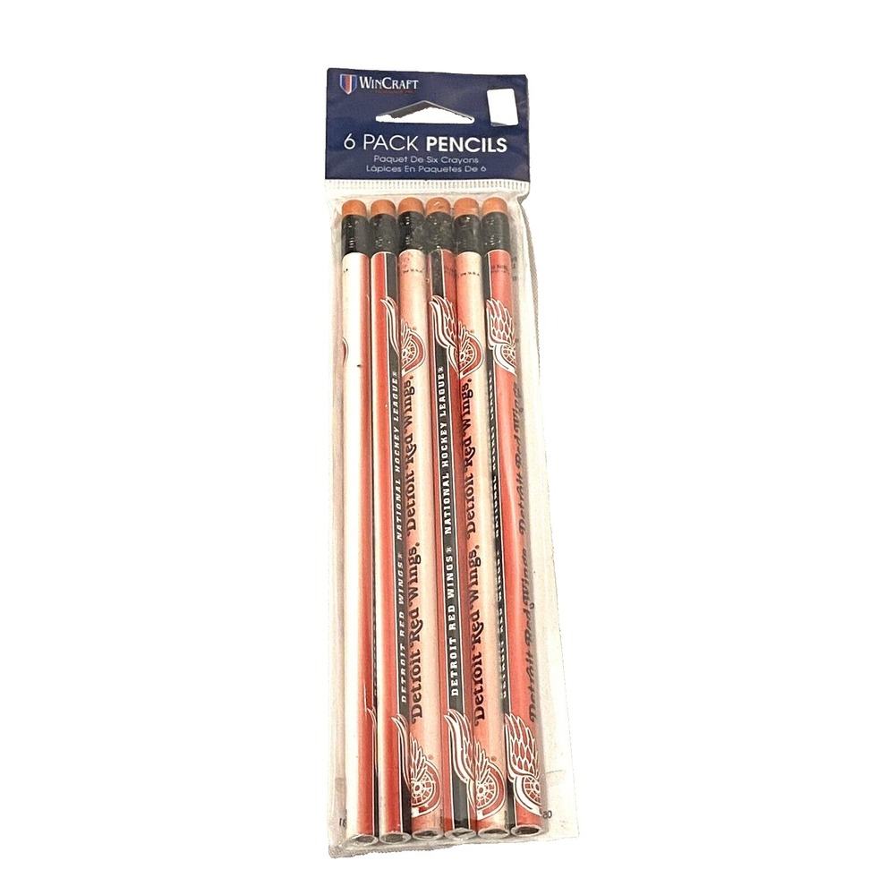 wincraft 6 pack detroit red wings hockey pencils office school work